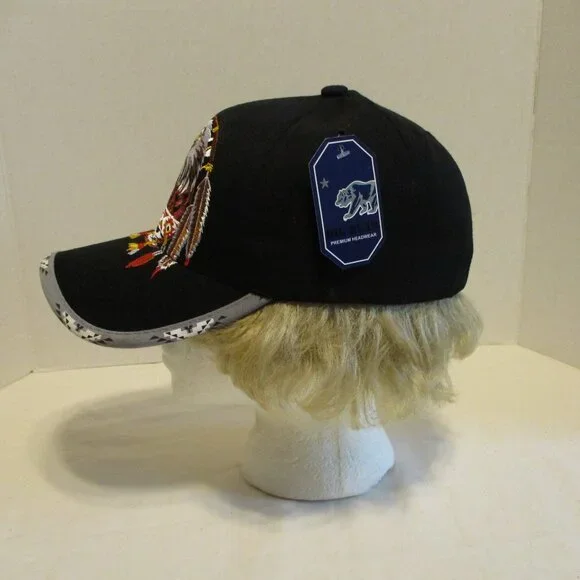 Eagle Feathers NEW Vintage 1997 Big Bear Black White Embroidered Snapback Hat - Picture 4 of 10